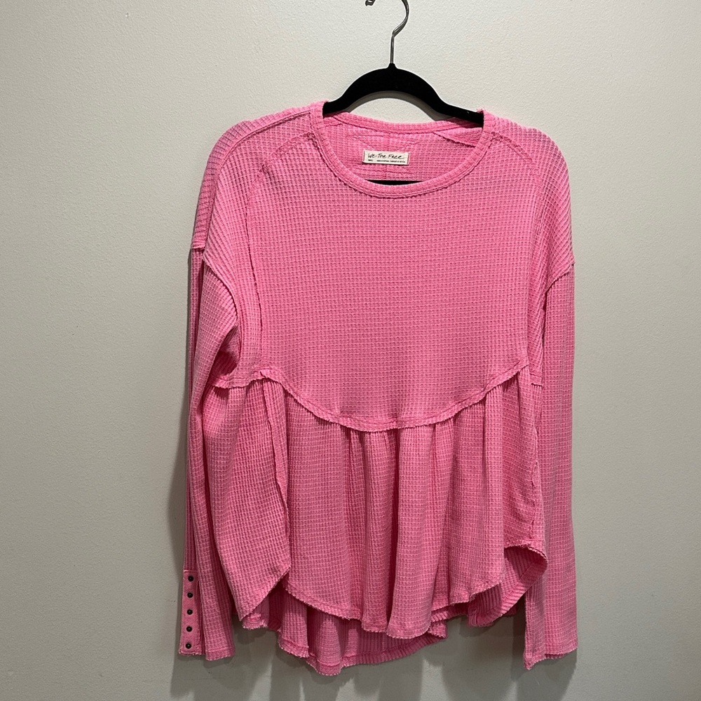 Free People we the Free Pink Carnation Babydoll Top - Picture 4 of 10